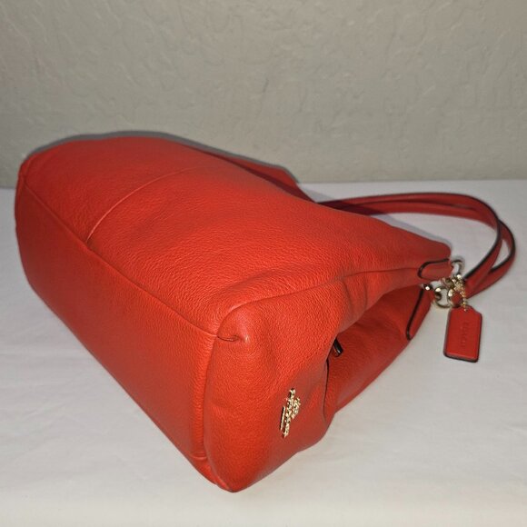 Coach Madison Phoebe Tomato Red Pebbled Leather 3 Compartment Hobo Bag F35723 - Picture 12 of 15